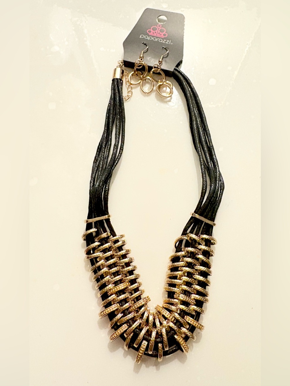 paparazzi Black and Gold Multi-Strand Statement Necklace